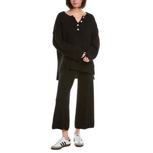 Free People FP Beach Hailee Sweater Set XS Black Waffle Knit 2-Piece NWT